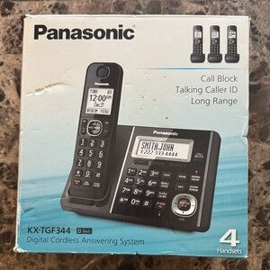 Panasonic Black Cordless Phone System with Four Handsets